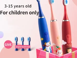 Children’s Electric Toothbrush Colorful Cartoon With Replacement Heads Ultrasonic Rechargeable Soft