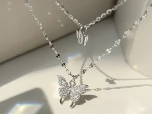 Lats New Shiny Butterfly Necklace Exquisite Double Layer Clavicle Chain Jewelry For Ladies Gift