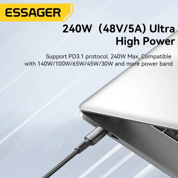 Essager 240W Super Fast Charge Type-C 67W Cable Quick Charge USB Cable 6A For Xiaomi 12Pro Redmi K5 - Image 3