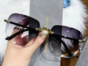 2023 New Rimless Women’s Sunglasses Fashion Gradient Lenses Sun glasses Lady Vintage Alloy Legs Cla